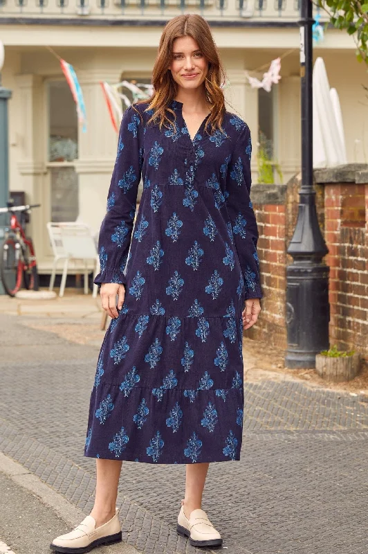 high-waisted dressLiv Printed Corduroy Dress | Flower Print Navy