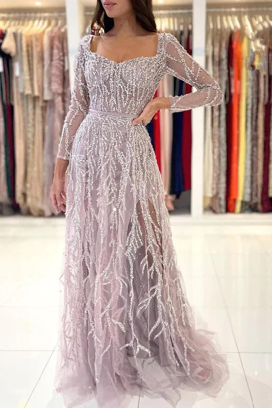 t-shirt dressGorgeous A-Line Beading Long Sleeves Long Prom Dress Formal Party Dress,DP1469