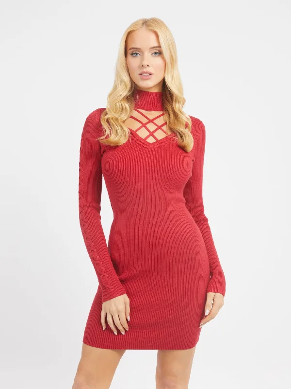 comfy maxi dressDYLAN MOCK NECK CUTOUT SWEATER DRESS