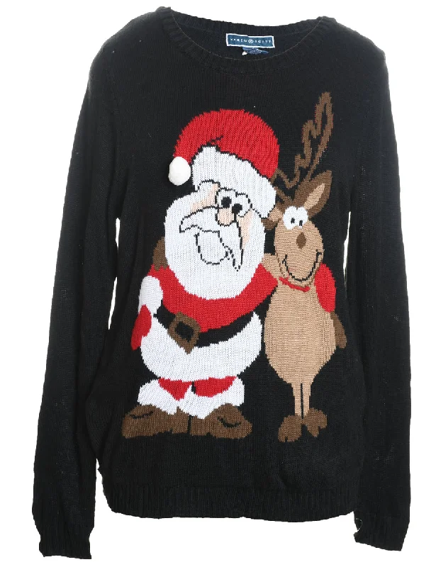 oversized coatSanta Claus Design & Reindeer Christmas Jumper - M