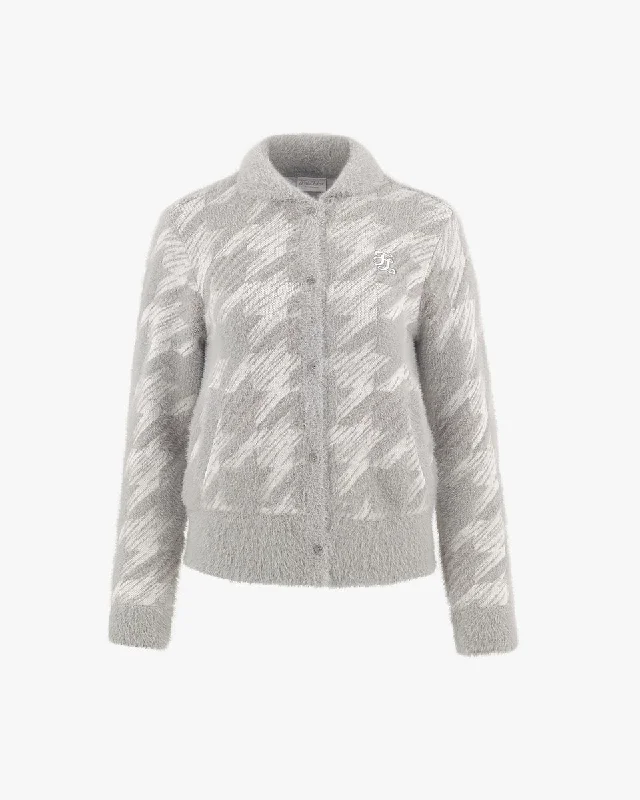 breathable jacketCollar Jacquard Wind Break Cardigan - Grey