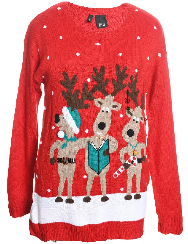 cold weather jacketReindeer Christmas Jumper - L