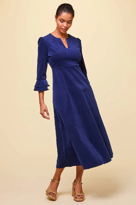 one-shoulder dressJocelyn V-Neck 3/4 Sleeve Stretch Corduroy Dress | Atlantic Blue