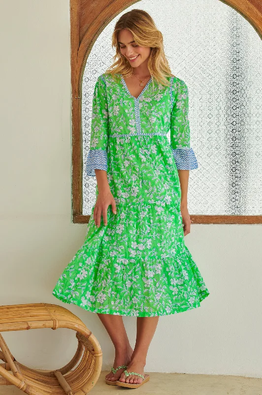 floral dressHayden Block Print Dress | Japanese Flower Apple Green