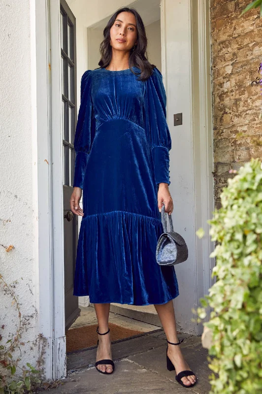 floral midi dressEsmee Velvet Dress | Blue Sapphire