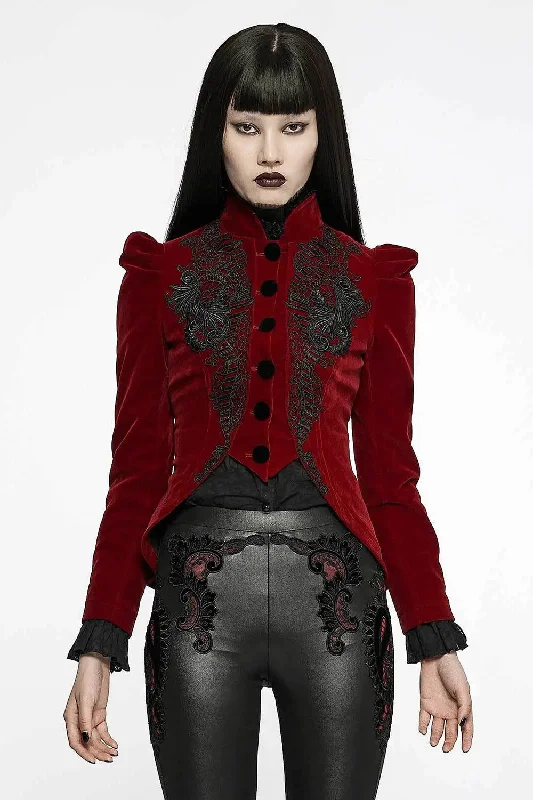 fashion-forward coatRed Death Victorian Goth Cropped Coat