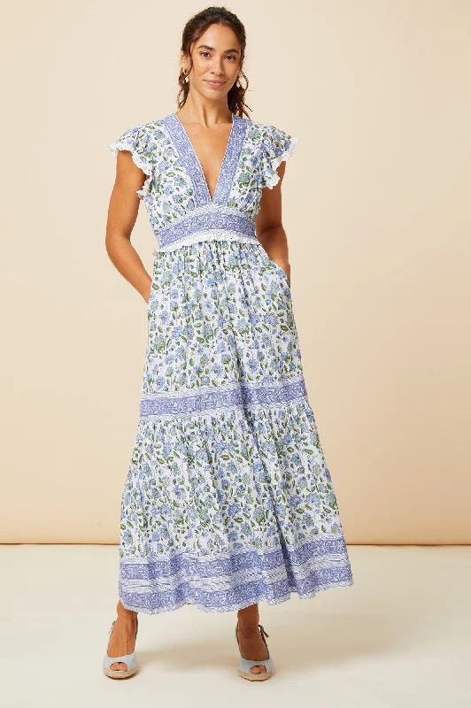 casual summer dressPippa Block Print Dress | Blue/Green