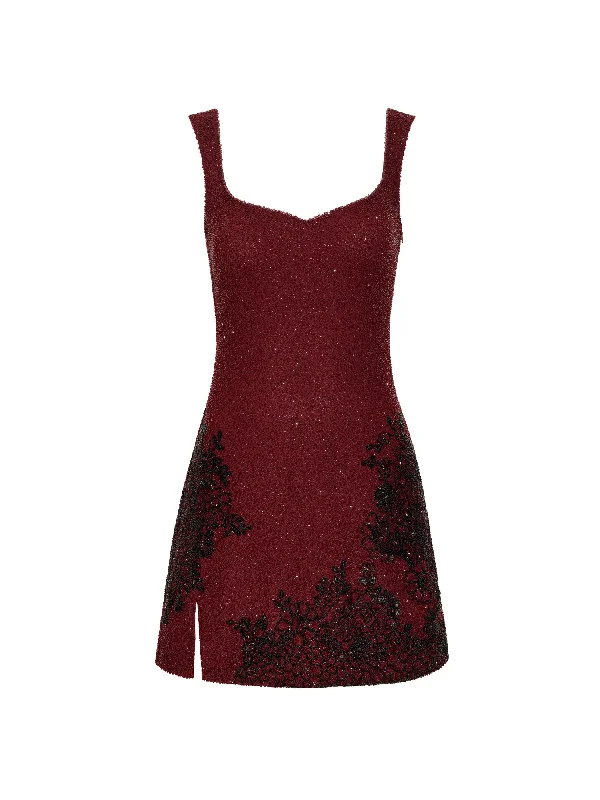 pleated maxi dressDamask Mini Dress Garnet Red