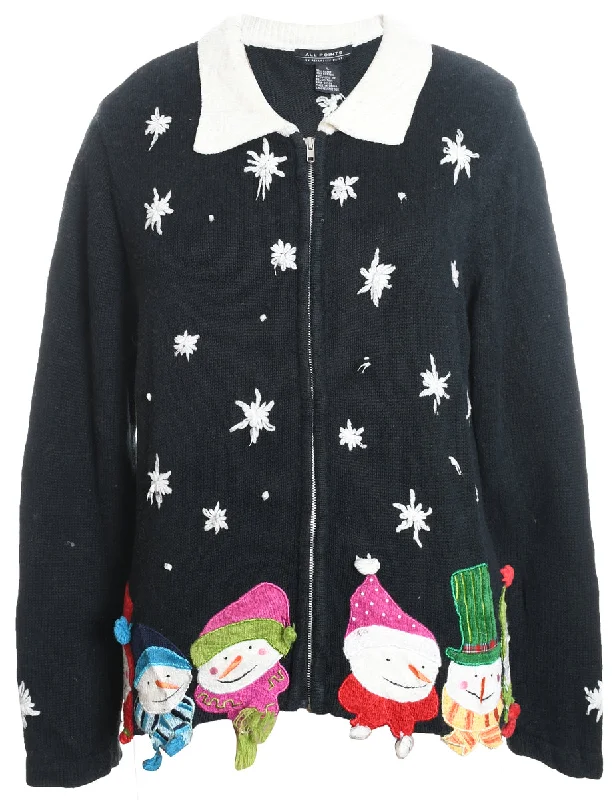 high-quality coatSnowman Christmas Cardigan - L