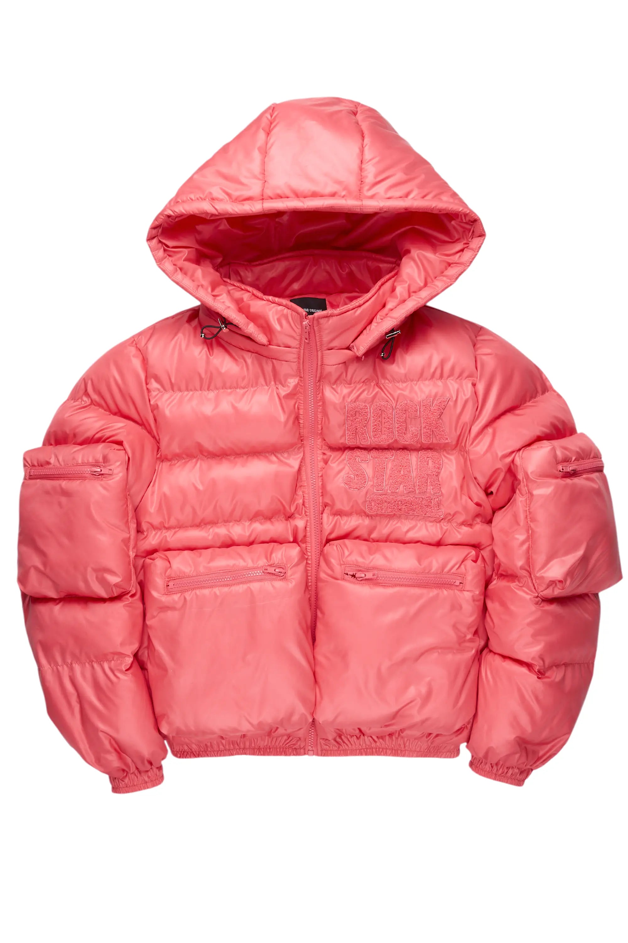 soft shell coatKeisha Pink Cargo Puffer Jacket