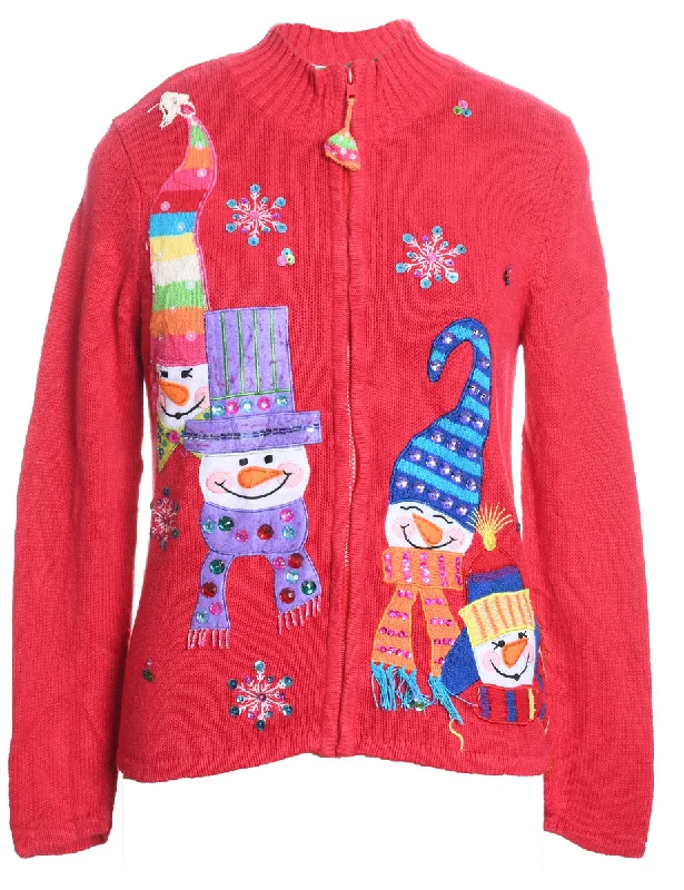 comfortable outerwearSnowman Christmas Cardigan - M