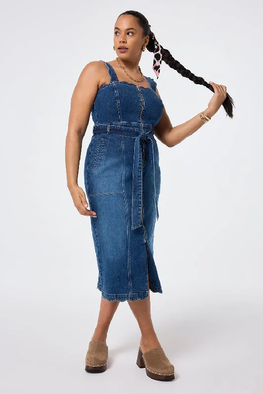 relaxed fit dressIndigo Wash Scallop Strappy Denim Sundress