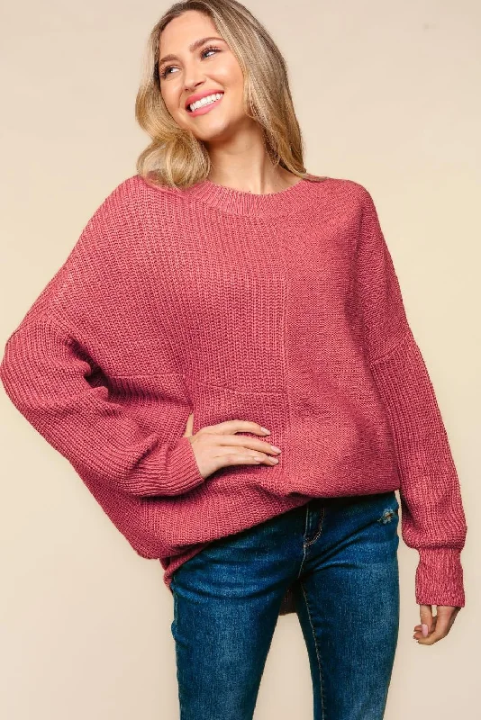 everyday winter coatSOLID PATTERNED ASYMMETRIC SWEATER KNIT TOP