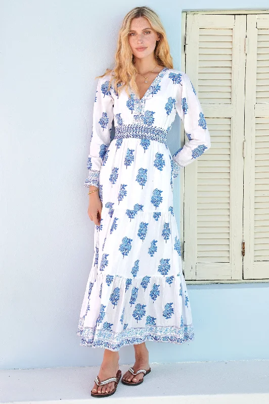 cocktail dressBillie Block Print Dress | Daliya Buta Blue