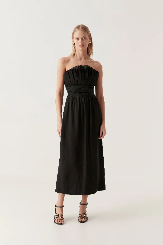 A-line dressWhisper Knot Waist Midi Dress