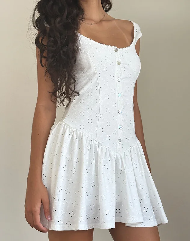 formal dressMisty Mini Tea Dress in Broderie White