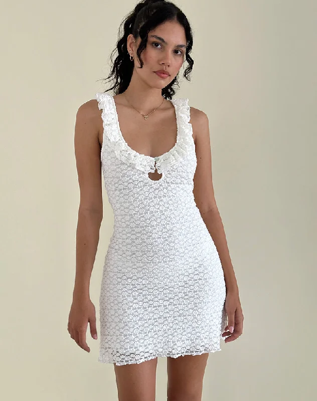 romantic dressElliana Mini Dress in Krisan Lace White