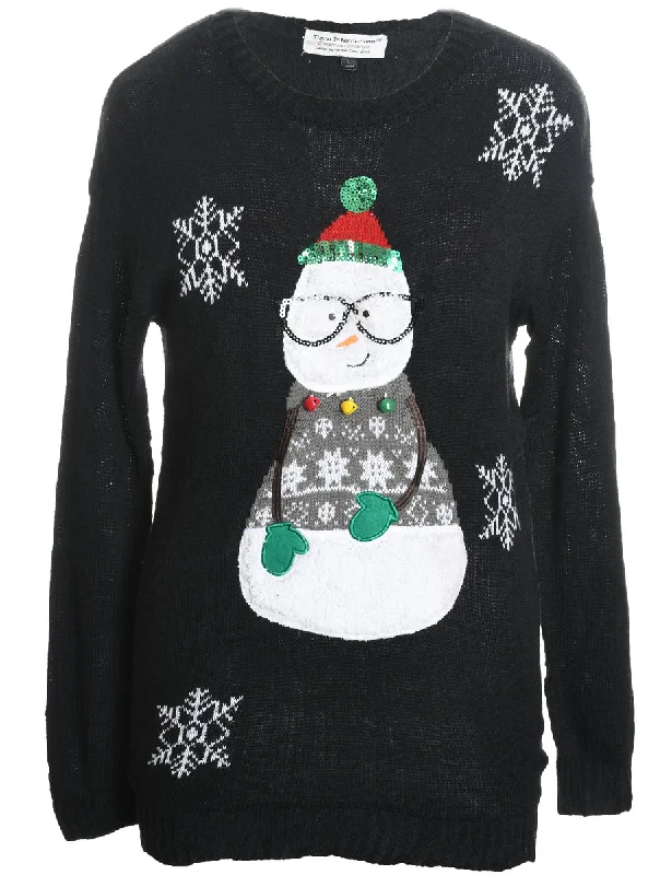 windbreaker jacketSnowman Christmas Jumper - L