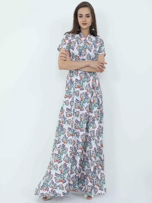 structured dressMulticolored Digital Print Fit & Flare Maxi Dress