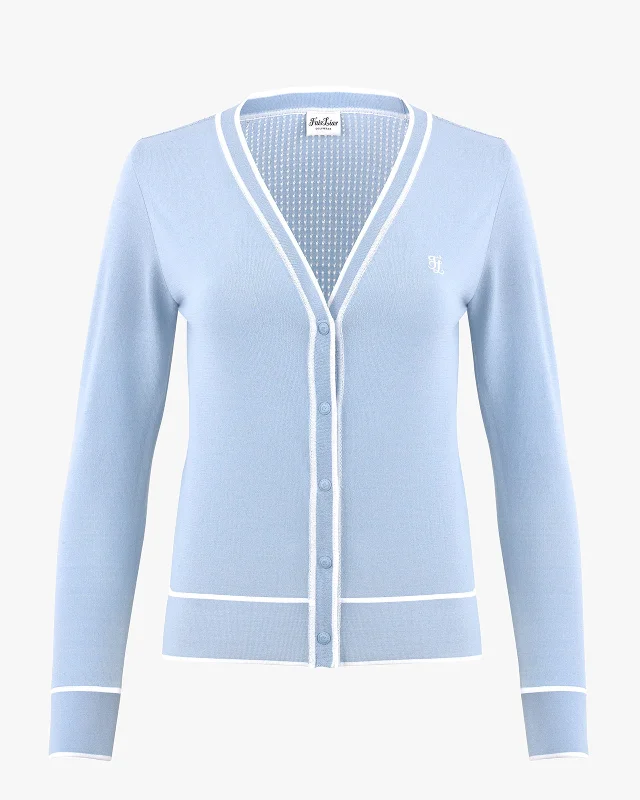 trendy casual outerwearPunching detail summer cardigan - Blue