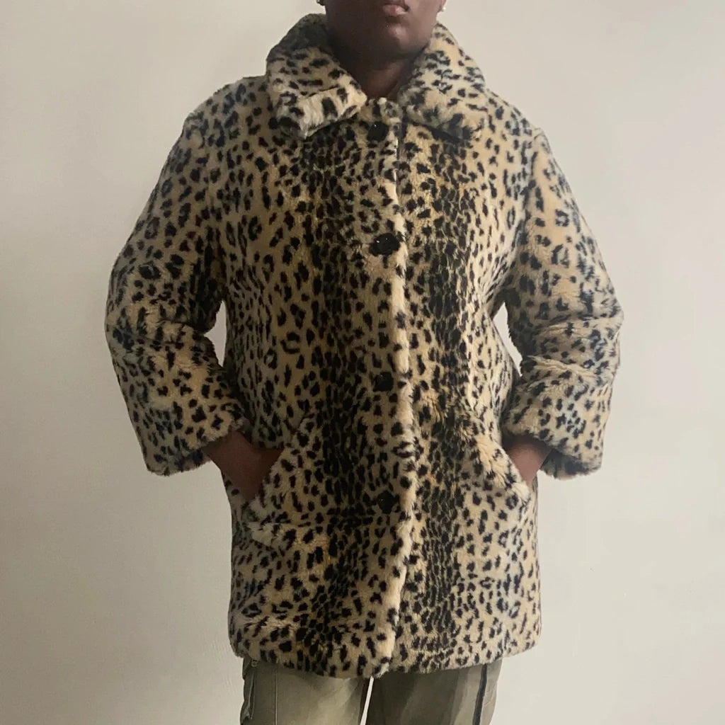 stylish coatFortony Clubhouse Animal print Coat - Large Brown Acrylic Blend