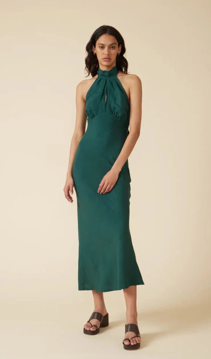 bodycon dressGigi Linen Halter Dress Emerald