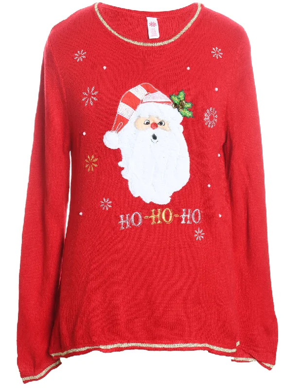 lightweight winter coatSanta Claus Design Red Knit Christmas Jumper - L