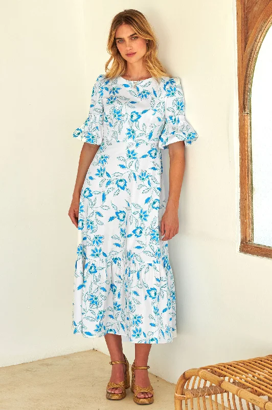 playful dressScarlett Cotton Sateen Dress | Waterlily Bright Blues