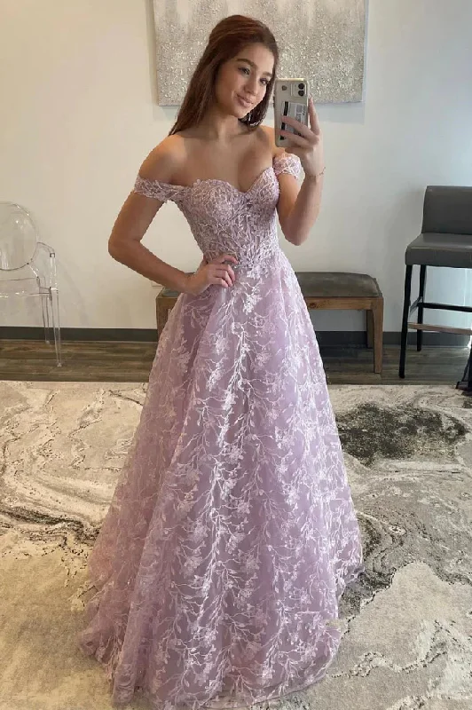 casual knit dressLilac A-Line Off Shoulder Lace Long Prom Dress Formal Evening Dress,DP1421