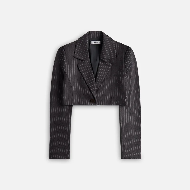 stylish peacoatGUIZO Fei Pinstripe Cropped Blazer - Charcoal